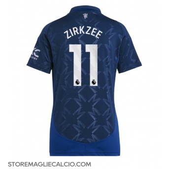 Manchester United Joshua Zirkzee #11 Maglia Gara Trasferta Repliche 2024-25 Donna Maniche Corte